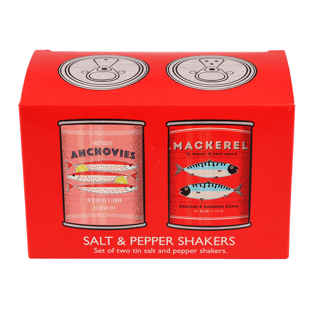Fish and Reel Salt and Pepper Shakers  Mini tea set, Vintage tins, Stuffed  peppers