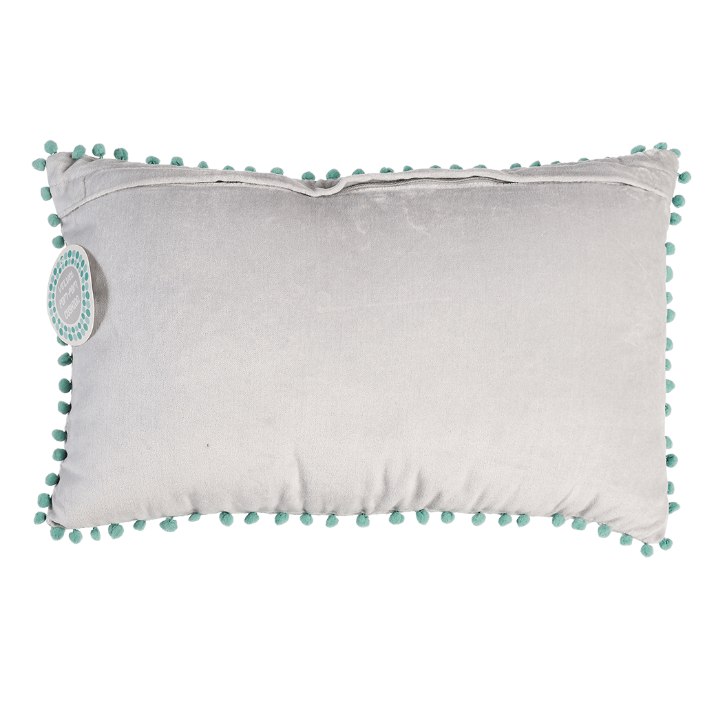 Grey pom pom clearance cushion