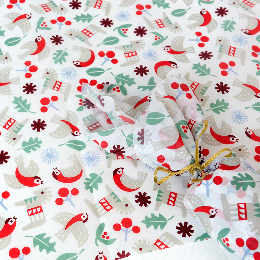 Red Scandinavian Tissue Paper, Holiday Tissue Paper