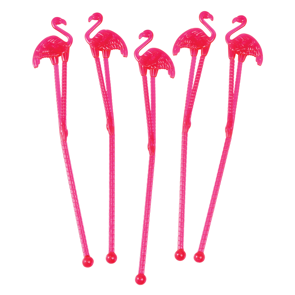 Pink Flamingo Cocktail Stirrers - Set of 24