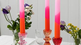 Dip dye light pink candles