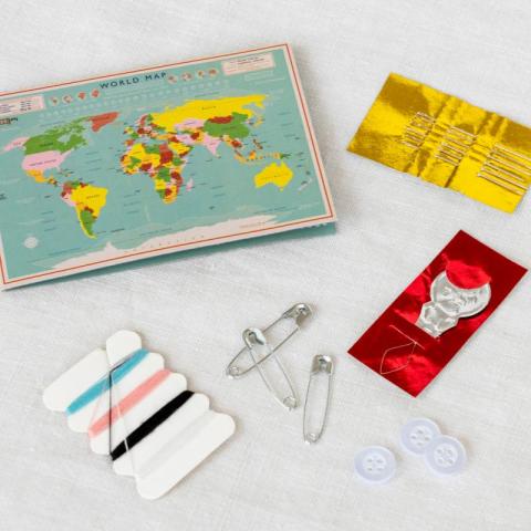 shirt repair kit in world map