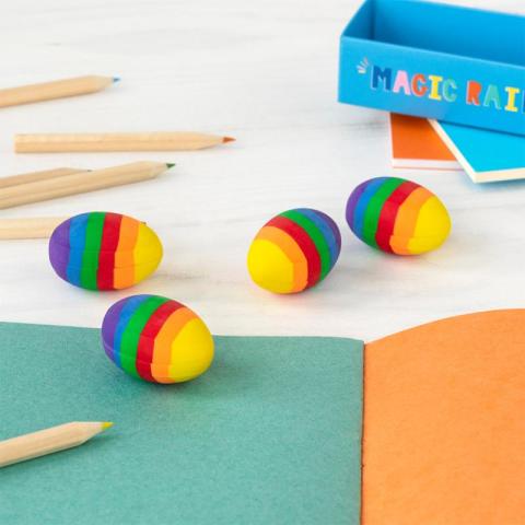 Rainbow egg erasers