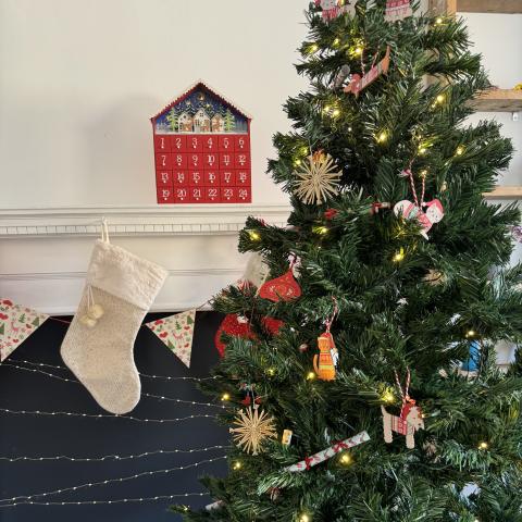 Stocking and Christmas tree