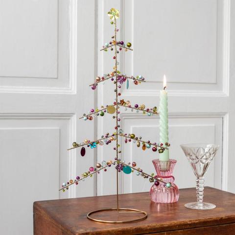 christmas tree with candle and glass