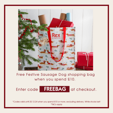 Free Festive Sausage dog shopping bag