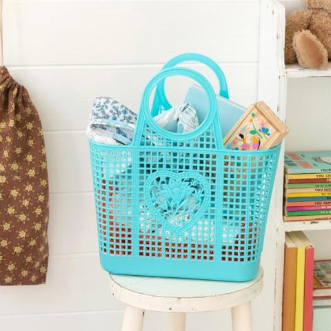 Blue basket with accessories