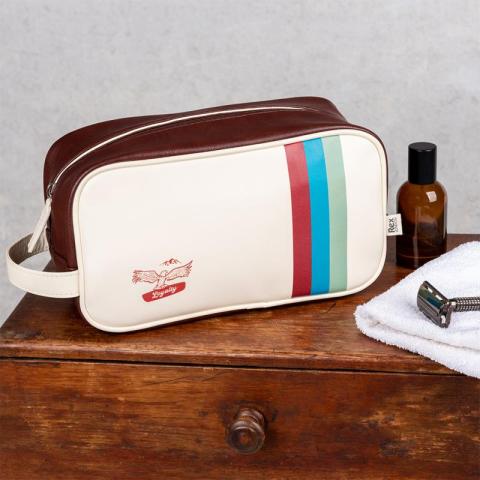 Cream wash bag with stripes