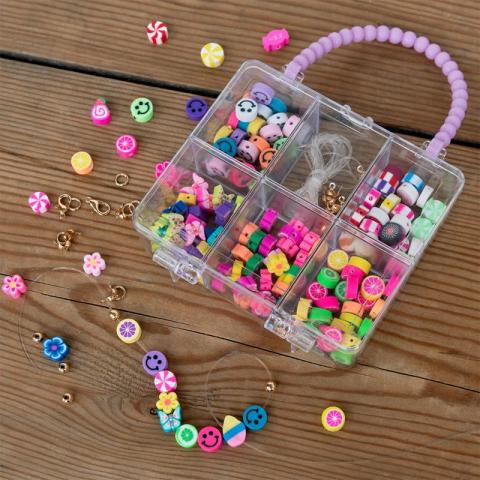 Jewellery set with beads on table