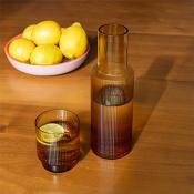 Amber glass carafe and cup