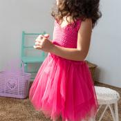 Bright pink crochet dress