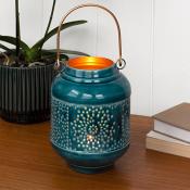 Enamel tealight lantern - blue