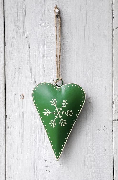 ﻿Green Rustic Snowflake Heart | ﻿Rex London