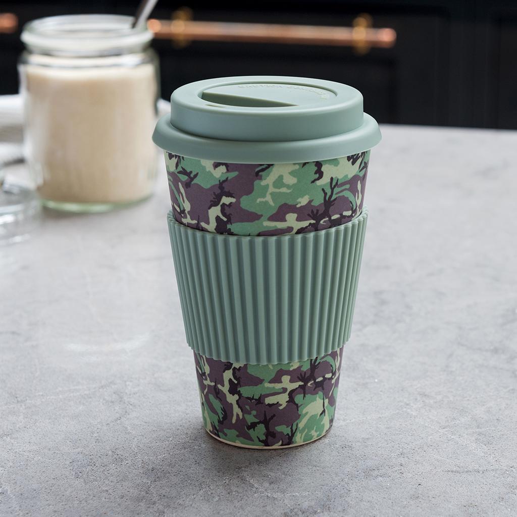 ﻿Camouflage Bamboo Travel Mug | ﻿Rex London