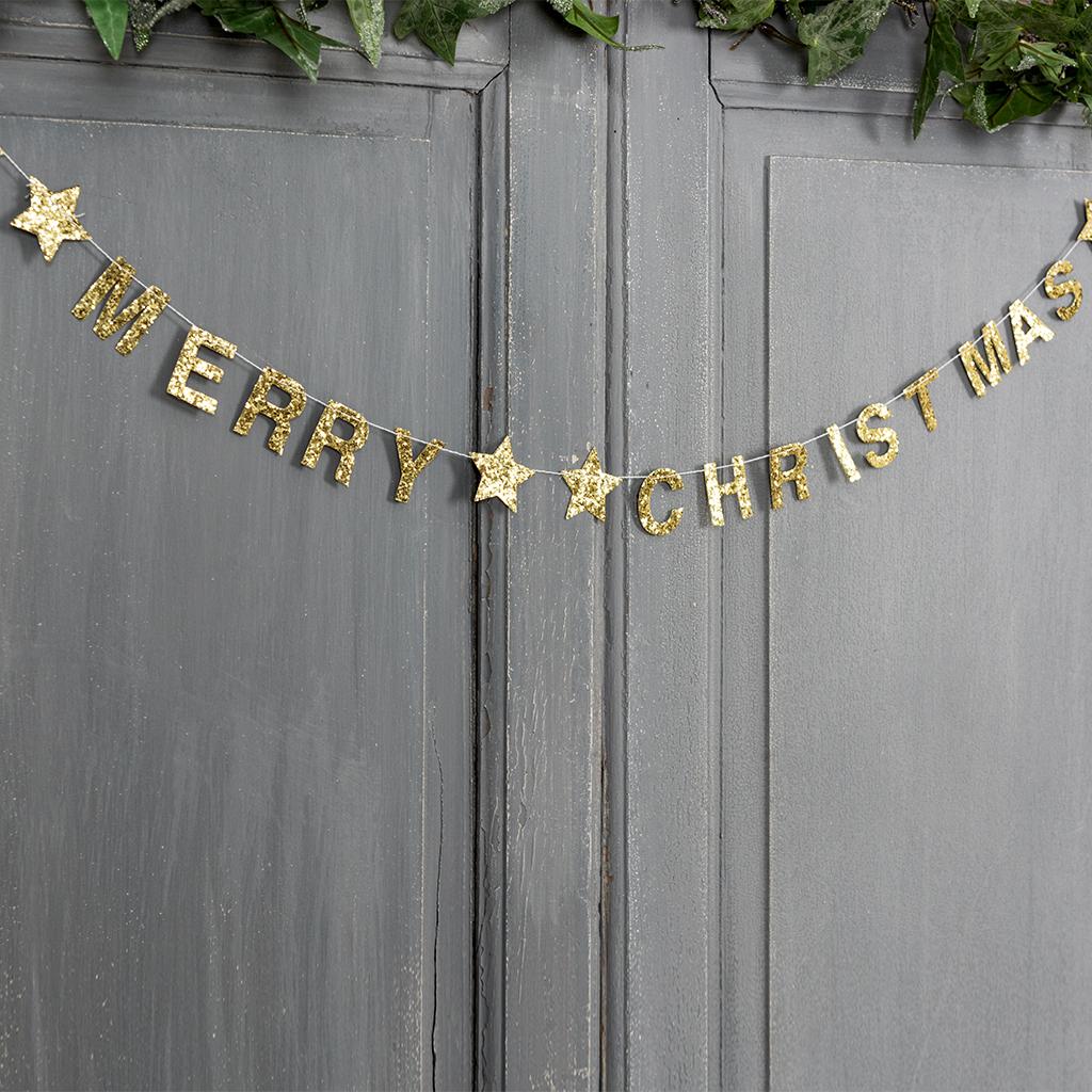 ﻿Gold Merry Christmas Garland ﻿Rex London