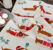 Cotton tea towel - Festive Sausage Dog