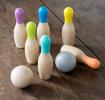 Wooden skittles set