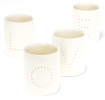 Glossy ceramic tealight holders (set of 4) - LOVE