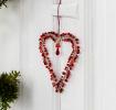 Handmade beaded heart decoration (9x12cm) - Red
