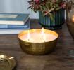 3-wick scented candle bowl - Gold tone hammered metal