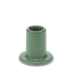 Khaki ceramic candle holder with a cylindrical shape and wide flat base