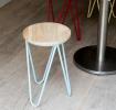 Blue Fifties Style Wooden Stool