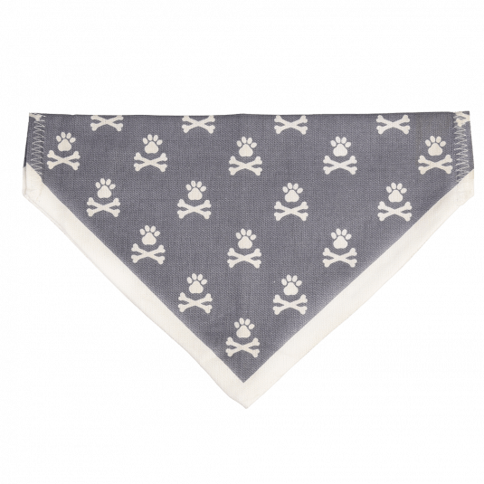 ﻿Large Grey-Blue Paw And Cross Bones Dog Bandana | ﻿Rex London