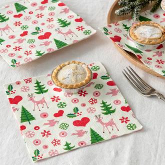 50s Christmas Napkins (pack Of 20)