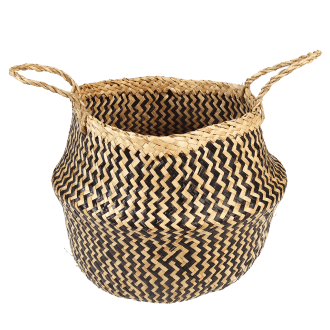 Medium Black Zigzag Seagrass Basket