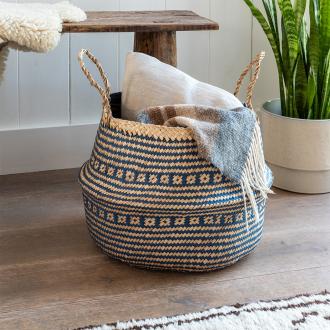 Large Navy Blue Seagrass Basket