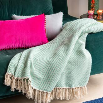 Large Aqua Herringbone Throw