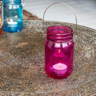 Pink Jam Jar Tealight Holder