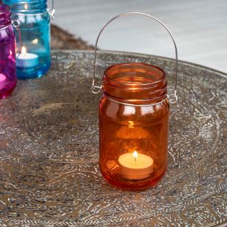 Orange Jam Jar Tealight Holder