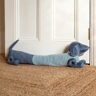 Sausage Dog Draught Excluder - Green Jumper