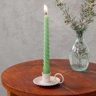 Enamel chamberstick candle holder - Pink