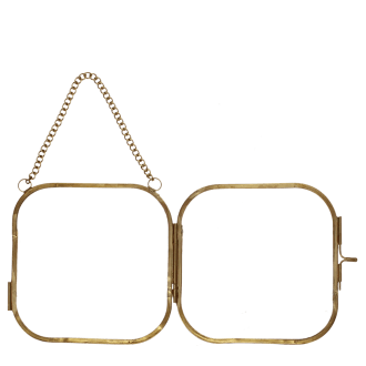 Rounded hanging brass frame 10x10cm