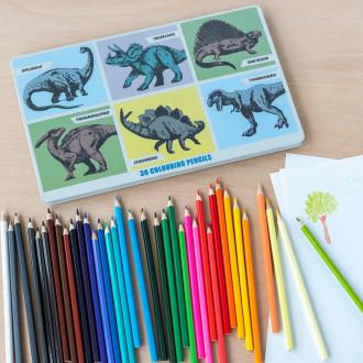 Prehistoric Land 36 Colouring Pencils In A Tin