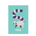 Racoon 'five' Birthday Card