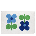Tufted cotton bath mat - Blue flowers