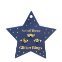 Glitter rings on star card (set of 3)