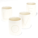 Glossy ceramic tealight holders (set of 4) - LOVE