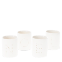 Glossy ceramic tealight holders (set of 4) - NOEL