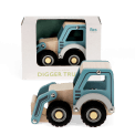 Wooden push along vehicle toy - Digger truck (blue)