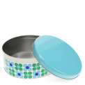 Cake storage tin - Blue and green Daisy