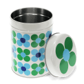 Canister storage tin - Blue and green Daisy