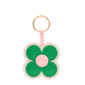 Faux leather keyring - Green daisy