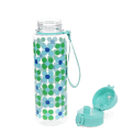 Drinks bottle with push button lid 700ml - Blue and green Daisy