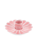 Enamel flat flower candle holder - dark pink