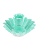 Enamel cupped flower candle holder - Aqua