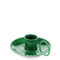 Enamel chamberstick candle holder - Dark green